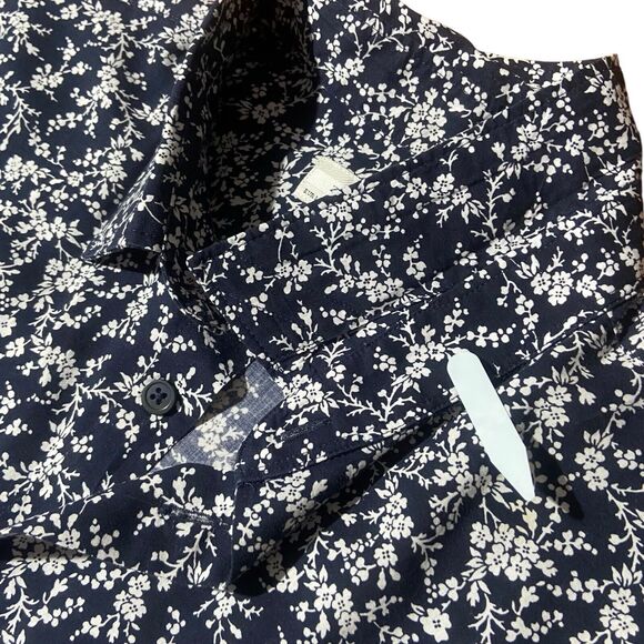 ZARA MEN Tailored Fit Long Sleeve Button Shirt Size L Navy Blue White Floral - Picture 6 of 12